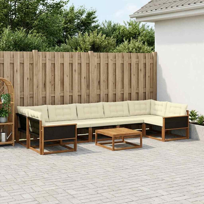 Set de canapele de exterior cu pernă 8 pcs Natural și Crem WALTI