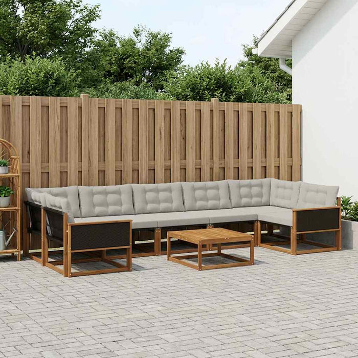 Set de canapele de exterior 8 pcs Natural și gri deschis WALTI