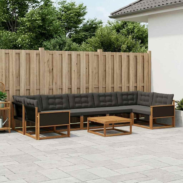 Set de canapele de exterior cu pernă 8 pcs Natural și Negru WALTI