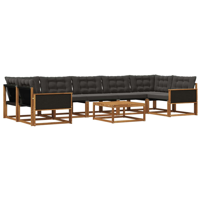 Set de canapele de exterior cu pernă 8 pcs Natural și Negru WALTI