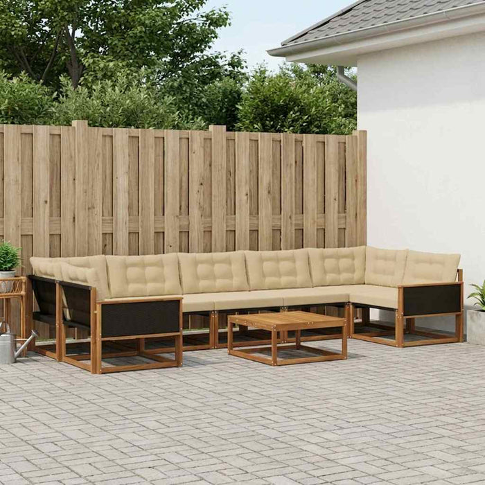 Set de canapele de exterior cu pernă 8 pcs Natural și Bej WALTI