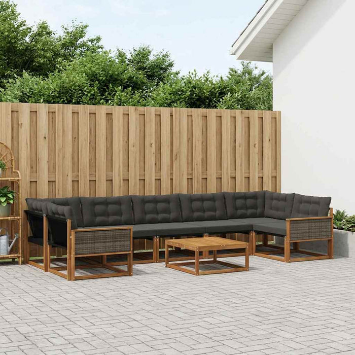 Set de canapele de exterior cu pernă 8 pcs Natural și Negru WALTI