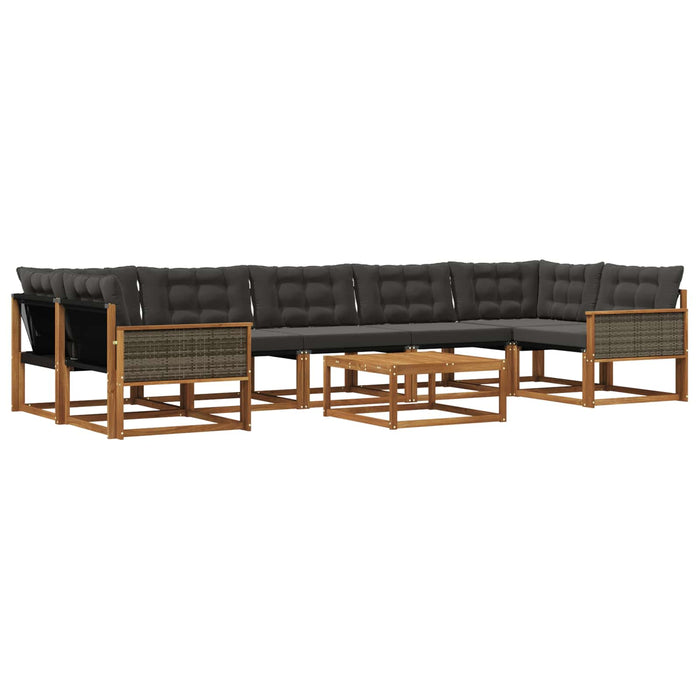 Set de canapele de exterior cu pernă 8 pcs Natural și Negru WALTI