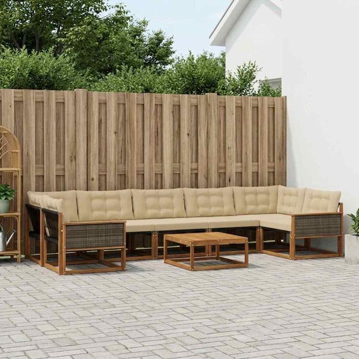 Set de canapele de exterior cu pernă 8 pcs Natural și Bej WALTI