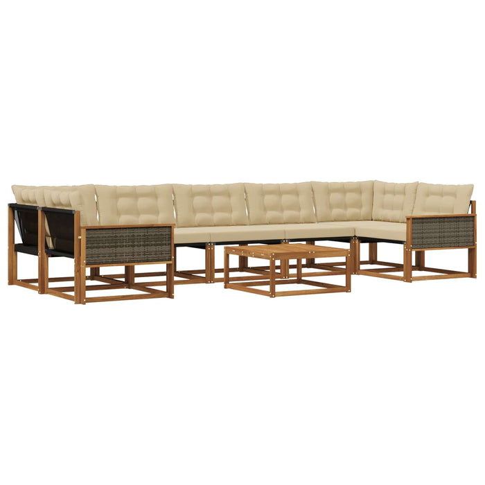 Set de canapele de exterior cu pernă 8 pcs Natural și Bej WALTI