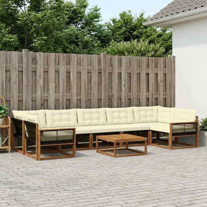 Set de canapele de exterior cu pernă 8 pcs Natural și Crem WALTI