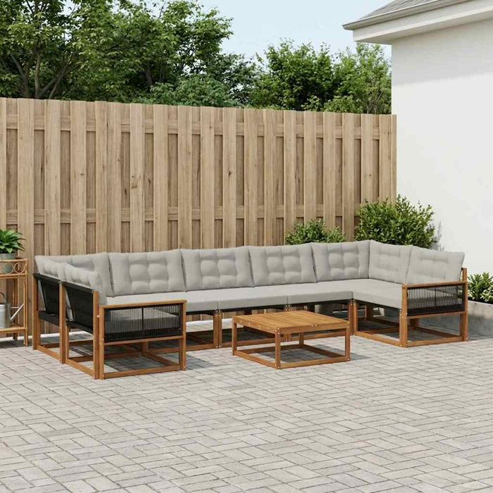 Set de canapele de exterior 8 pcs Natural și gri deschis WALTI