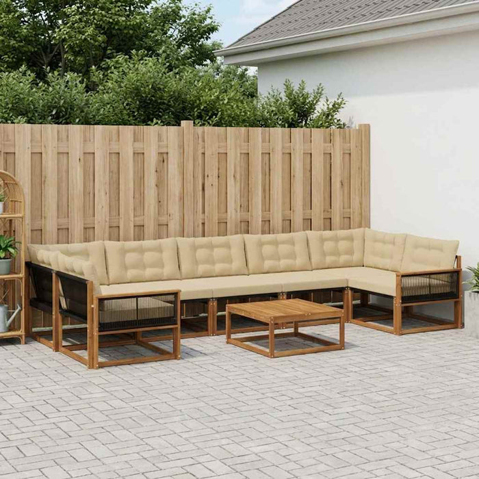 Set de canapele de exterior cu pernă 8 pcs Natural și Bej WALTI
