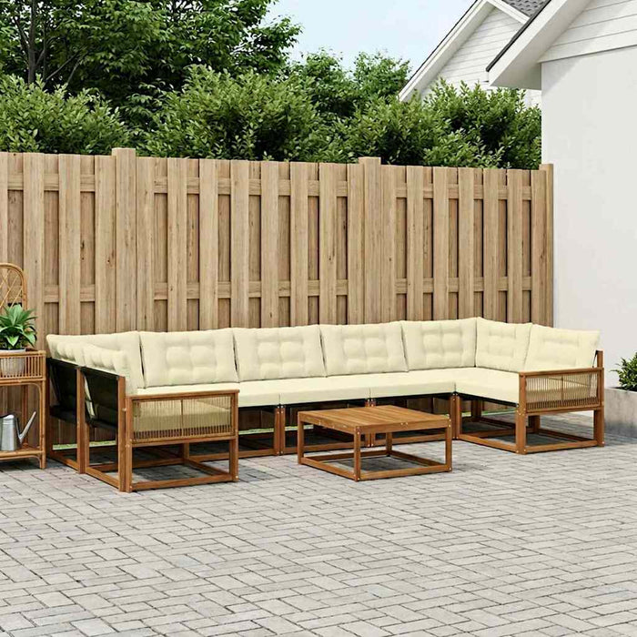 Set de canapele de exterior cu pernă 8 pcs Natural și Crem WALTI