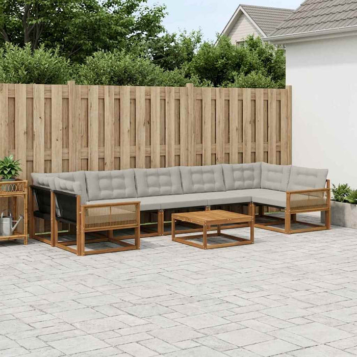 Set de canapele de exterior 8 pcs Natural și gri deschis WALTI