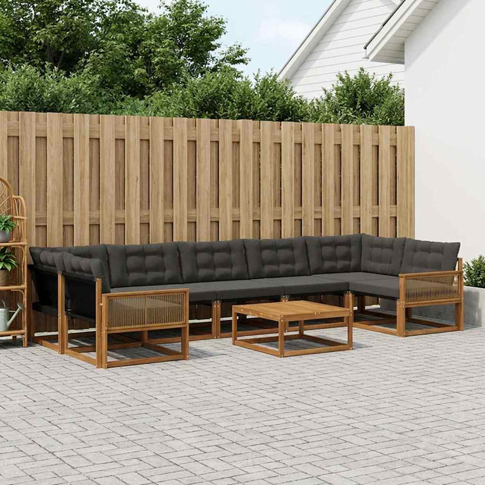 Set de canapele de exterior cu pernă 8 pcs Natural și Negru WALTI