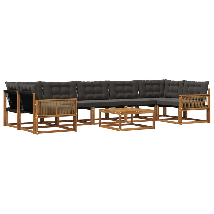 Set de canapele de exterior cu pernă 8 pcs Natural și Negru WALTI