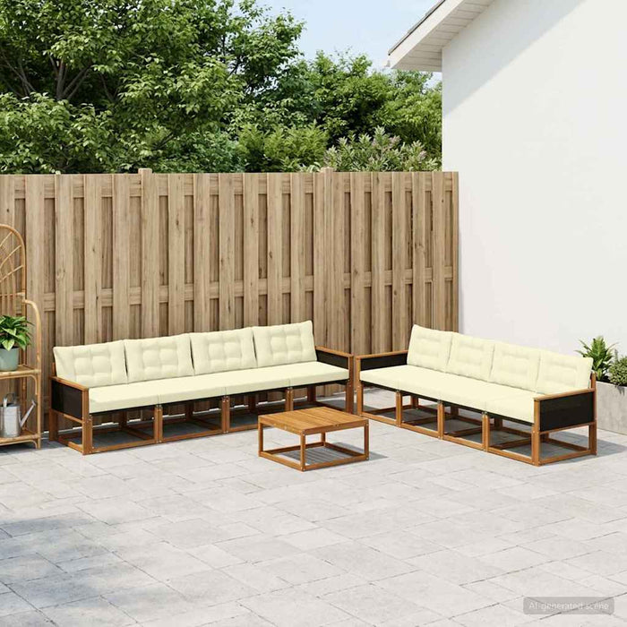 Set de canapele de exterior cu pernă 9 pcs Natural și Crem WALTI