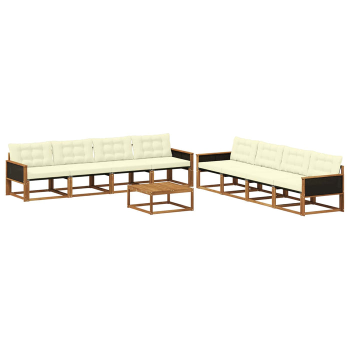 Set de canapele de exterior cu pernă 9 pcs Natural și Crem WALTI