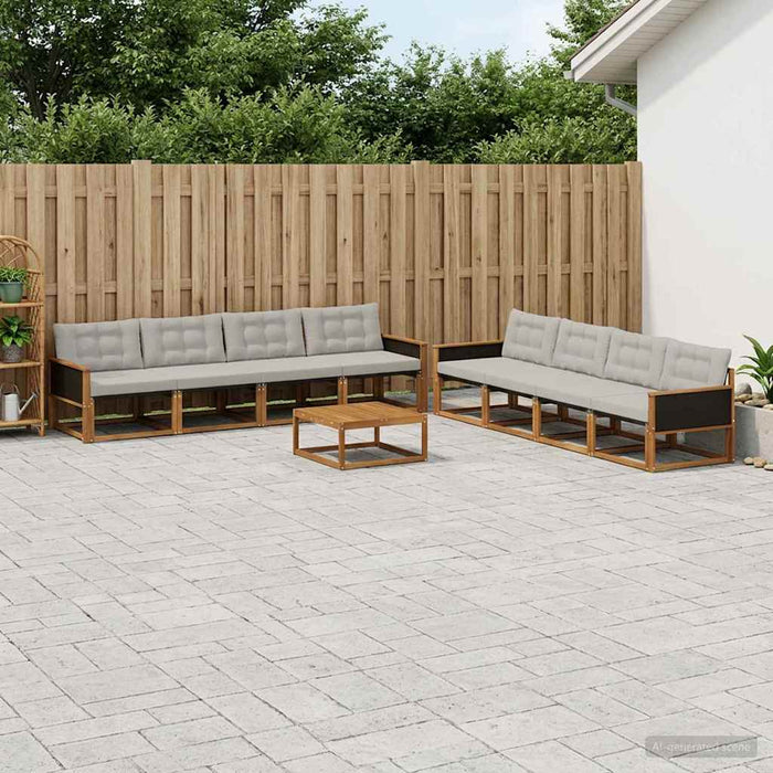 Set de canapele de exterior 9 pcs Natural și gri deschis WALTI