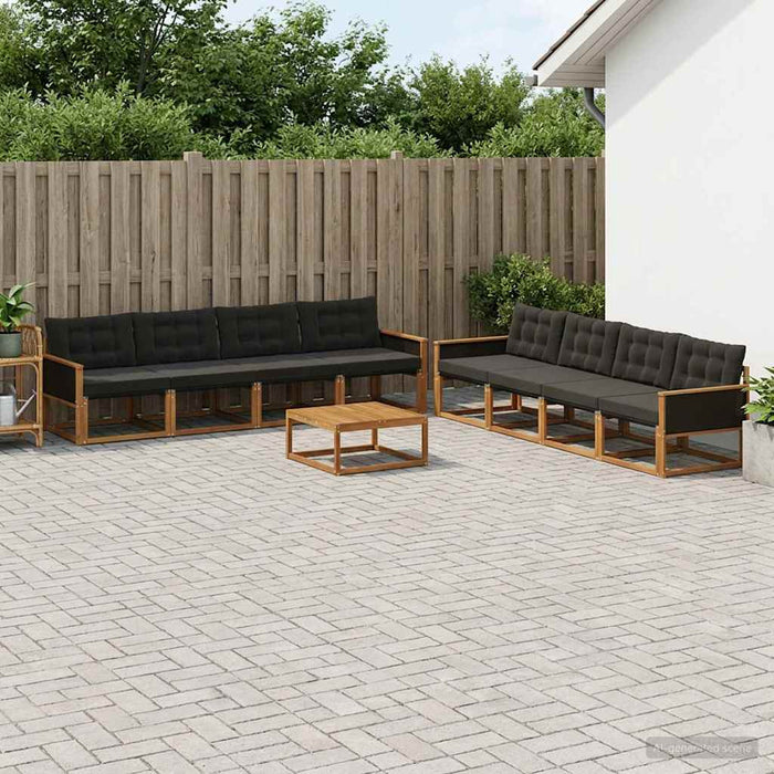 Set de canapele de exterior cu pernă 9 pcs Natural și Negru WALTI