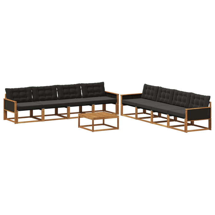 Set de canapele de exterior cu pernă 9 pcs Natural și Negru WALTI