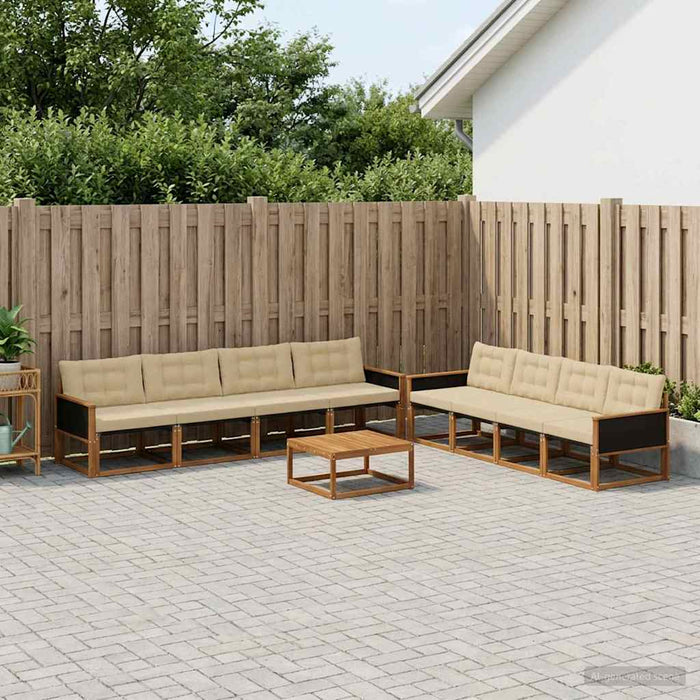 Set de canapele de exterior cu pernă 9 pcs Natural și Bej WALTI