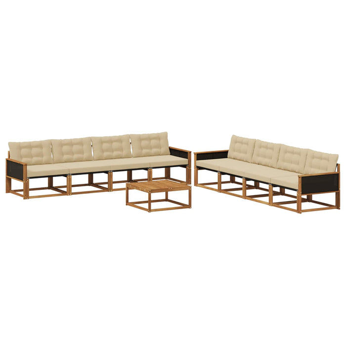 Set de canapele de exterior cu pernă 9 pcs Natural și Bej WALTI