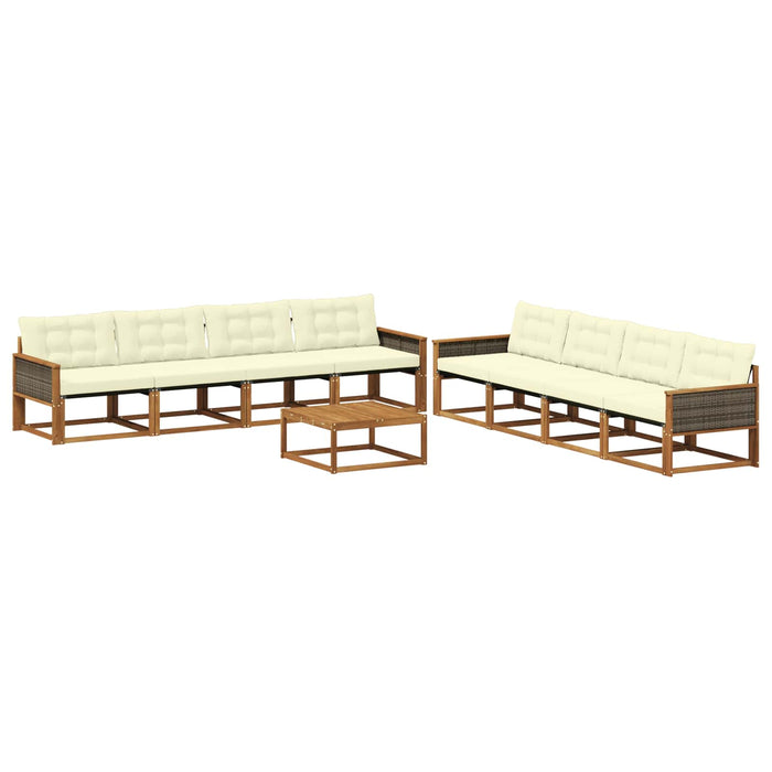 Set de canapele de exterior cu pernă 9 pcs Natural și Crem WALTI