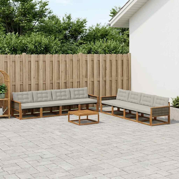 Set de canapele de exterior 9 pcs Natural și gri deschis WALTI