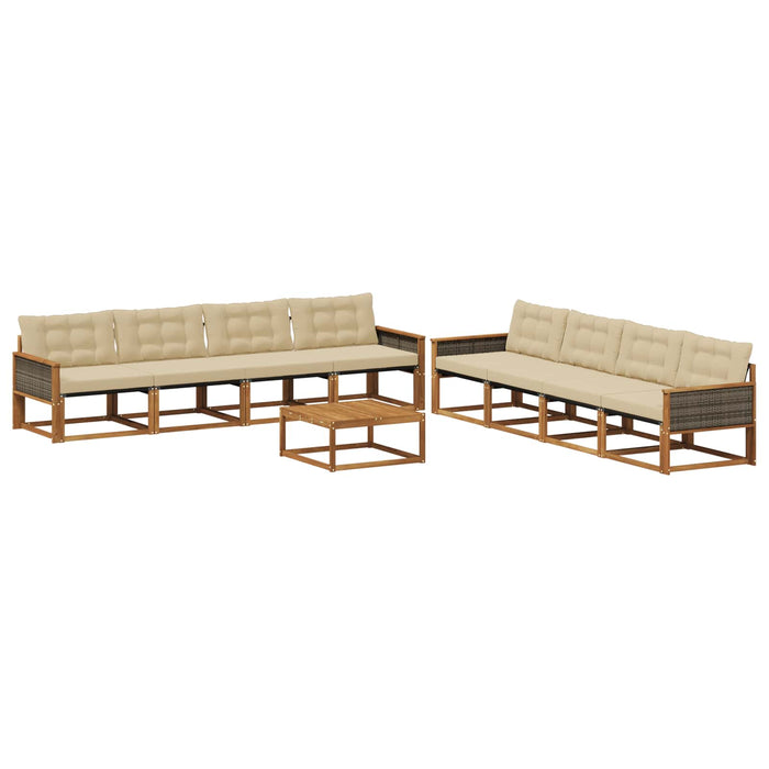 Set de canapele de exterior cu pernă 9 pcs Natural și Bej WALTI