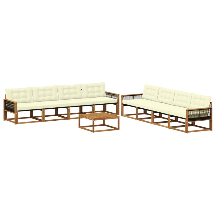 Set de canapele de exterior cu pernă 9 pcs Natural și Crem WALTI