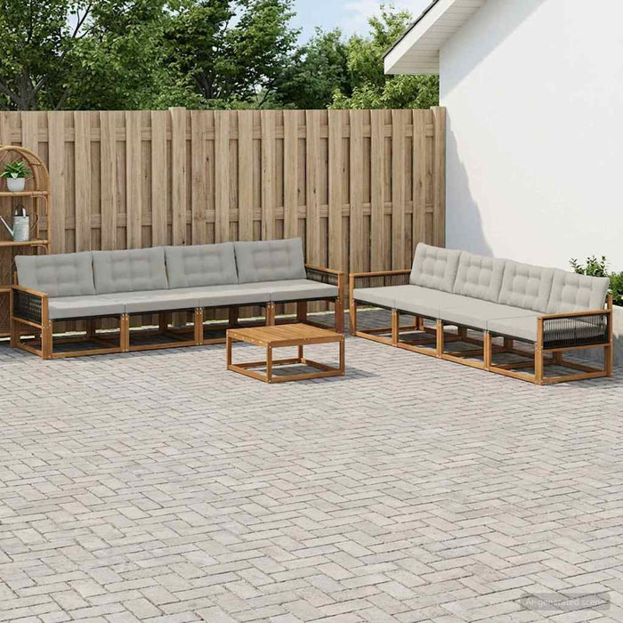 Set de canapele de exterior 9 pcs Natural și gri deschis WALTI