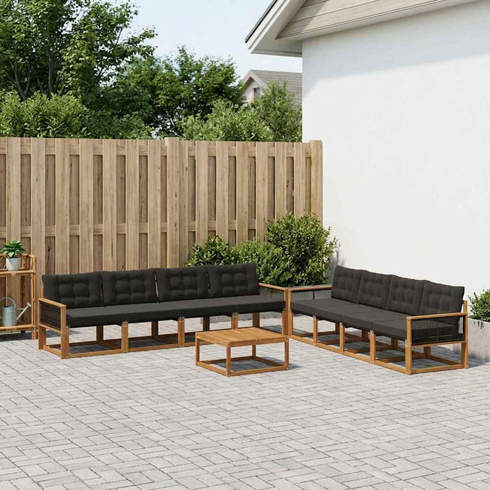 Set de canapele de exterior cu pernă 9 pcs Natural și Negru WALTI