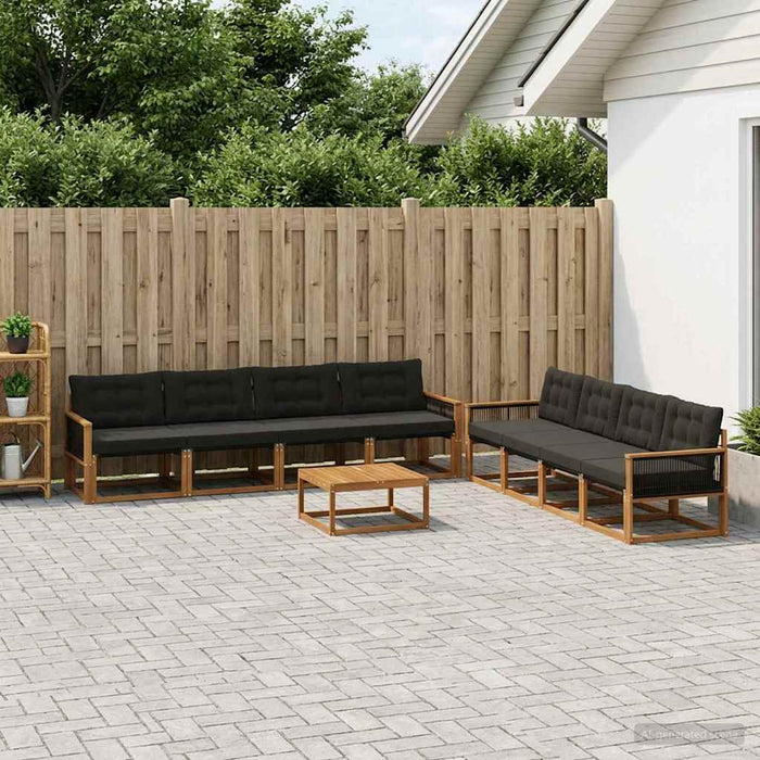 Set de canapele de exterior cu pernă 9 pcs Natural și Negru WALTI
