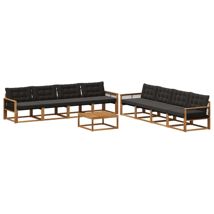 Set de canapele de exterior cu pernă 9 pcs Natural și Negru WALTI