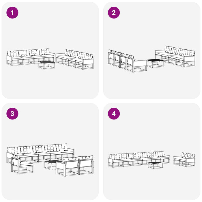 Set de canapele de exterior cu pernă 9 pcs Natural și Negru WALTI
