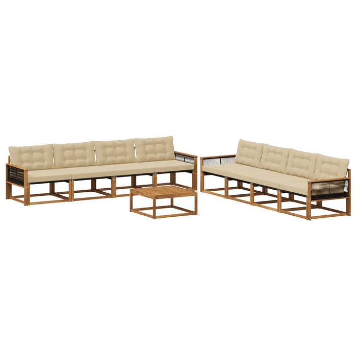 Set de canapele de exterior cu pernă 9 pcs Natural și Bej WALTI