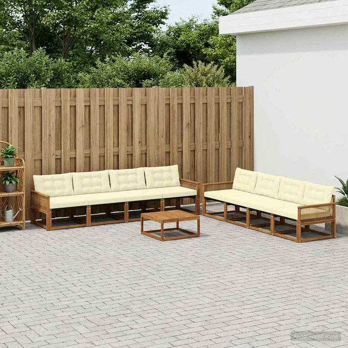 Set de canapele de exterior cu pernă 9 pcs Natural și Crem WALTI
