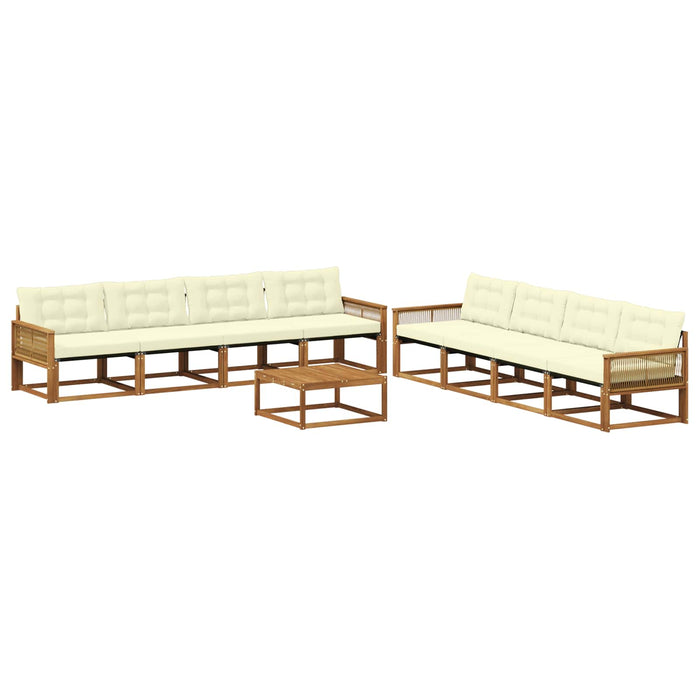 Set de canapele de exterior cu pernă 9 pcs Natural și Crem WALTI