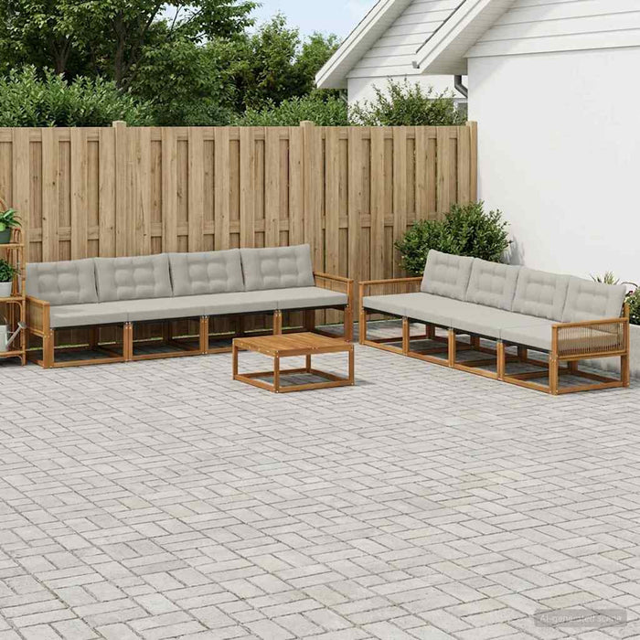 Set de canapele de exterior 9 pcs Natural și gri deschis WALTI