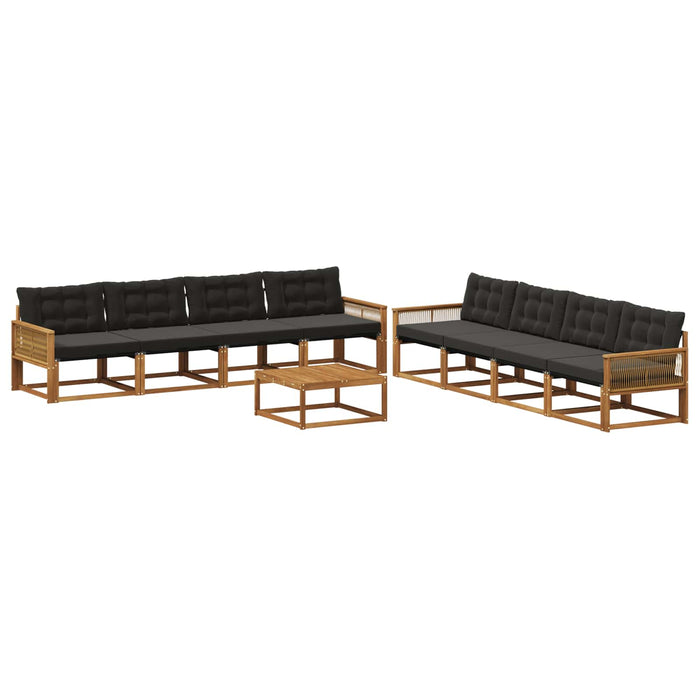 Set de canapele de exterior cu pernă 9 pcs Natural și Negru WALTI