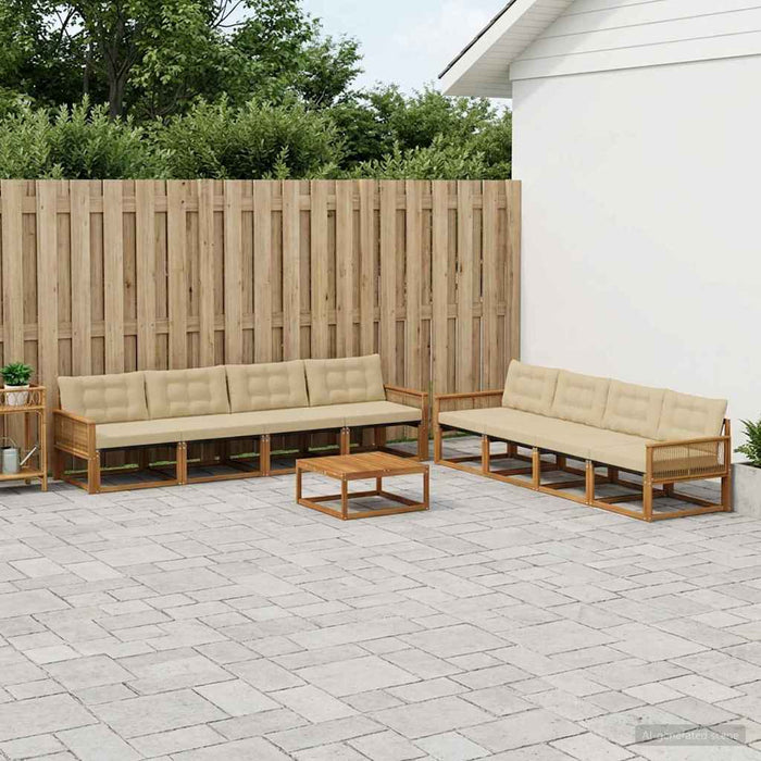 Set de canapele de exterior cu pernă 9 pcs Natural și Bej WALTI