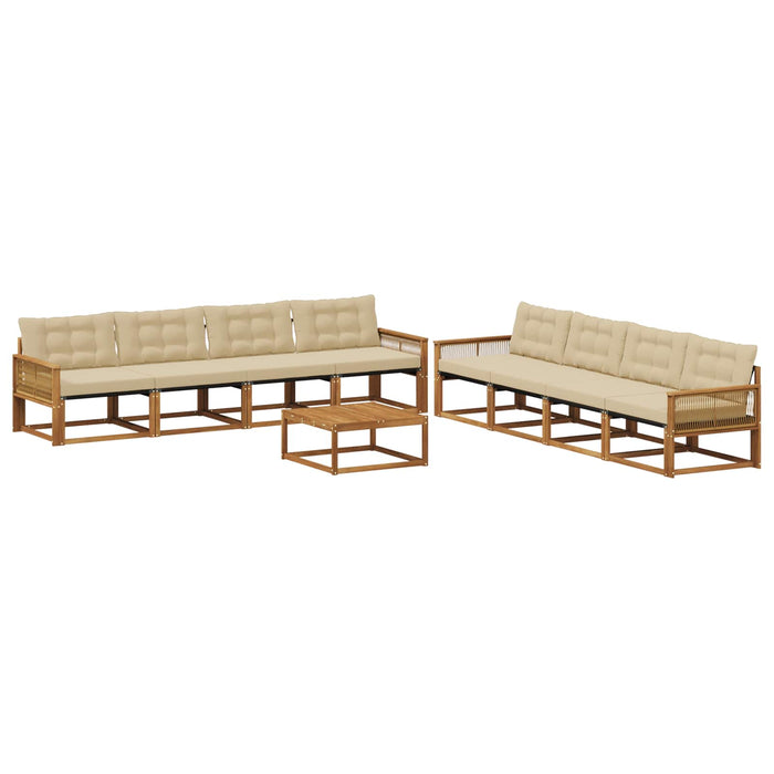 Set de canapele de exterior cu pernă 9 pcs Natural și Bej WALTI