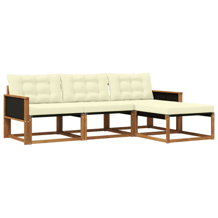 Set de canapele de exterior cu pernă 4 pcs Natural și Crem WALTI
