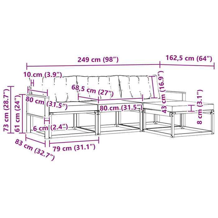 Set de canapele de exterior 4 pcs Natural și gri deschis WALTI