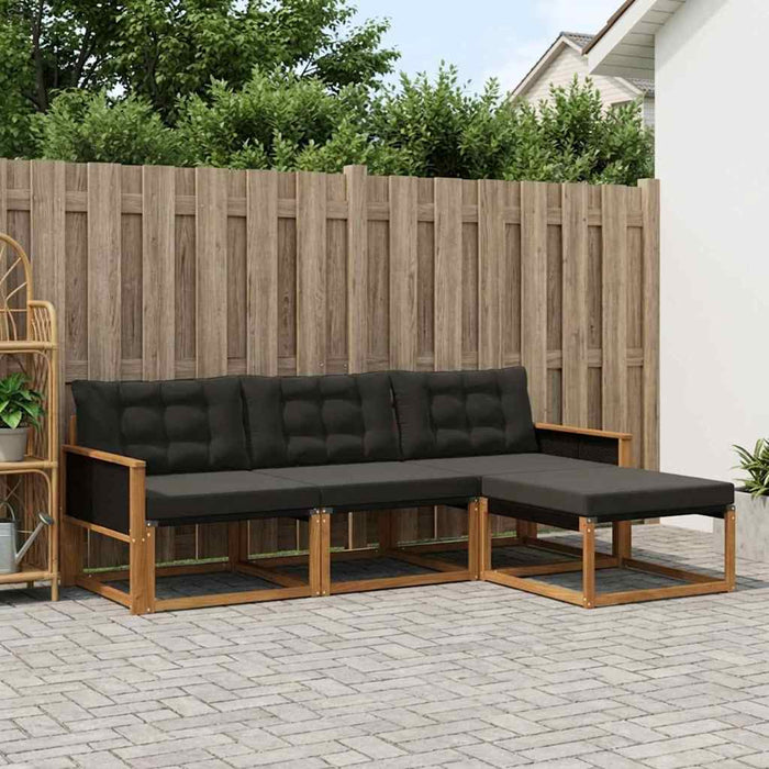 Set de canapele de exterior cu pernă 4 pcs Natural și Negru WALTI