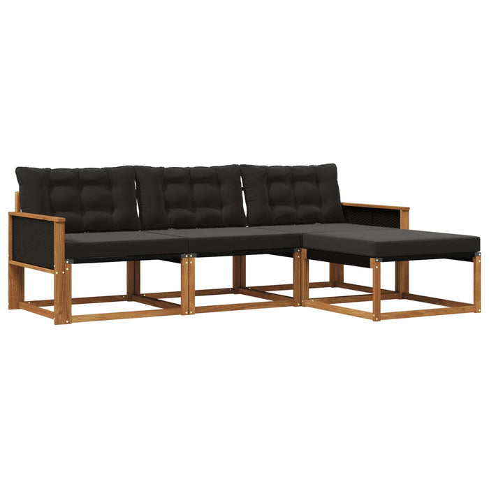 Set de canapele de exterior cu pernă 4 pcs Natural și Negru WALTI