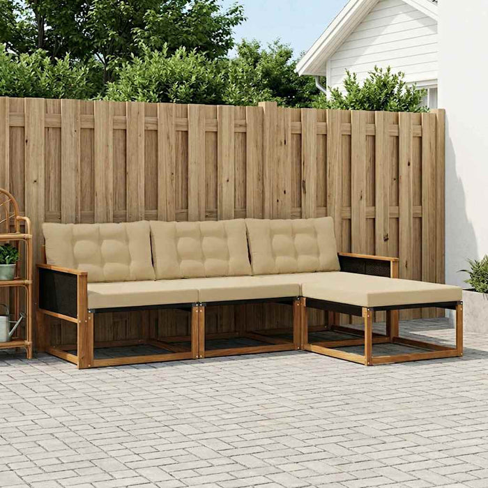 Set de canapele de exterior cu pernă 4 pcs Natural și Bej WALTI