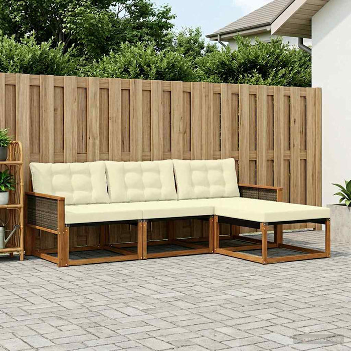 Set de canapele de exterior cu pernă 4 pcs Natural și Crem WALTI