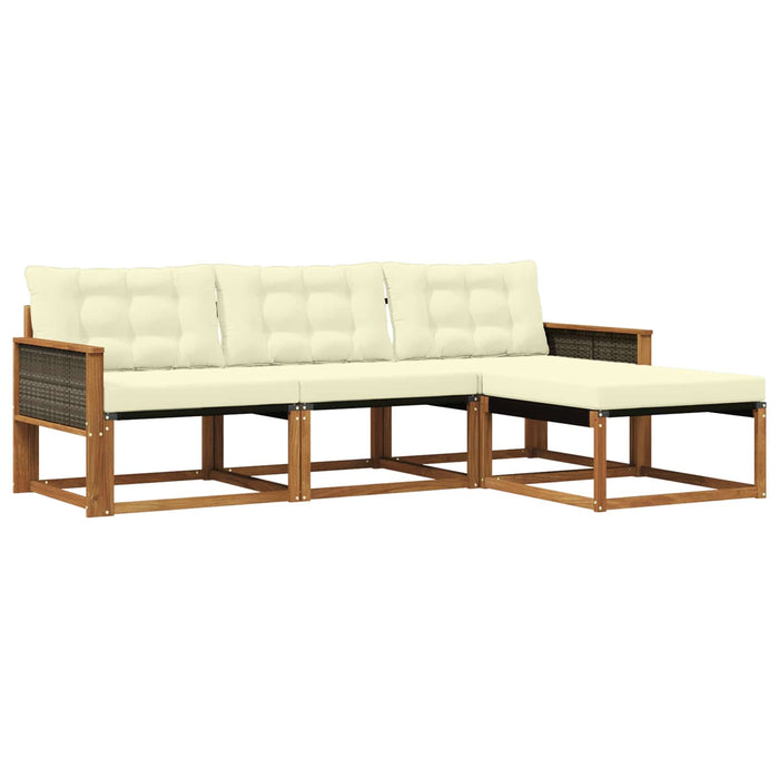 Set de canapele de exterior cu pernă 4 pcs Natural și Crem WALTI