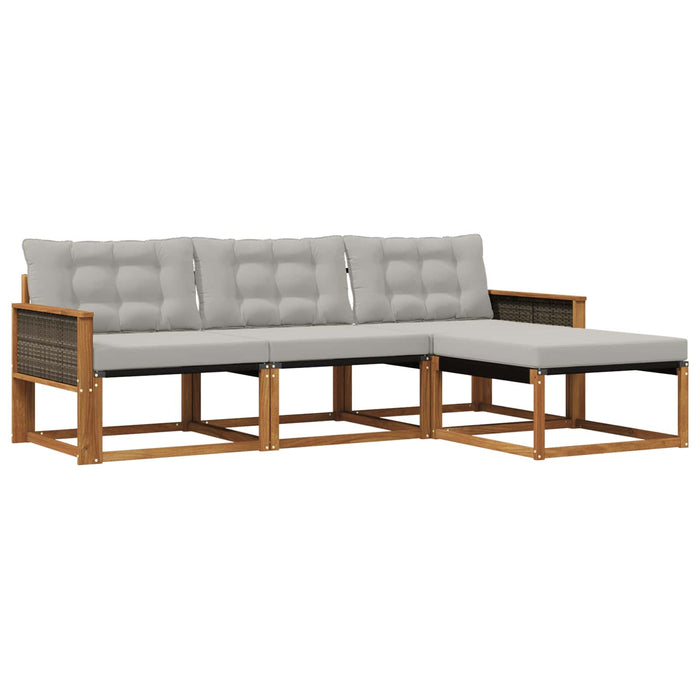 Set de canapele de exterior 4 pcs Natural și gri deschis WALTI