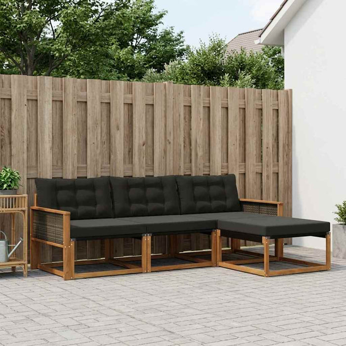 Set de canapele de exterior cu pernă 4 pcs Natural și Negru WALTI