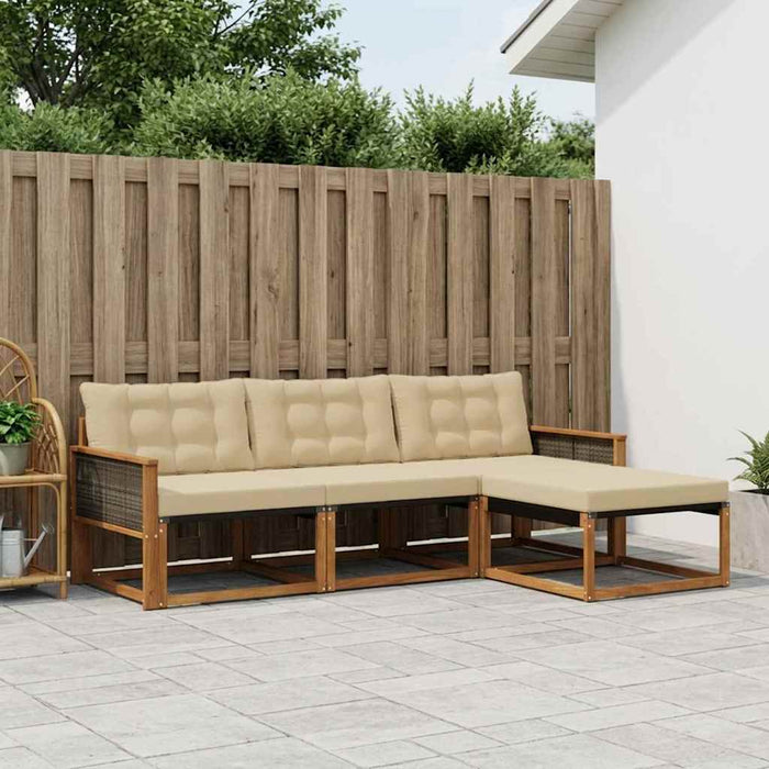 Set de canapele de exterior cu pernă 4 pcs Natural și Bej WALTI