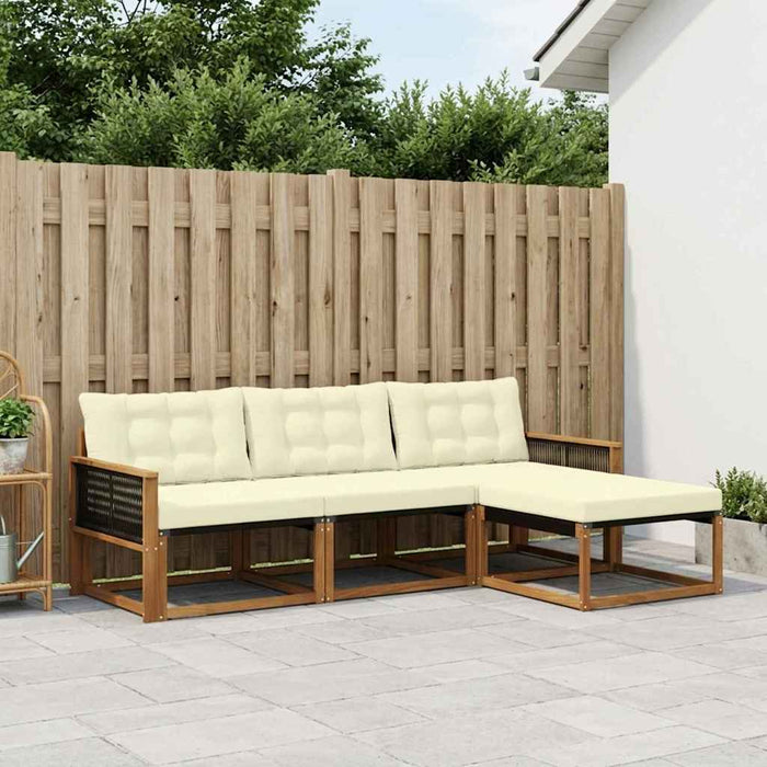 Set de canapele de exterior cu pernă 4 pcs Natural și Crem WALTI